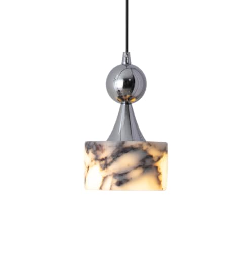 Suspension moderne métal chromé et lampe suspendue marbre avec câble ajustable 2m