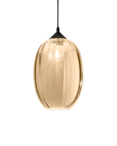 Kit de suspension en verre soufflé cognac E27 design moderne ø25cm
