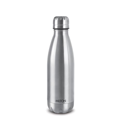 Image of Milton Duo DLX 350 Thermosteel Water Bottle 350 ml, 24 Hr Hot and Cold I Leak Proof Lid, ISI Certified I Vacuum Insulated I for Office, Gym, School I Silver