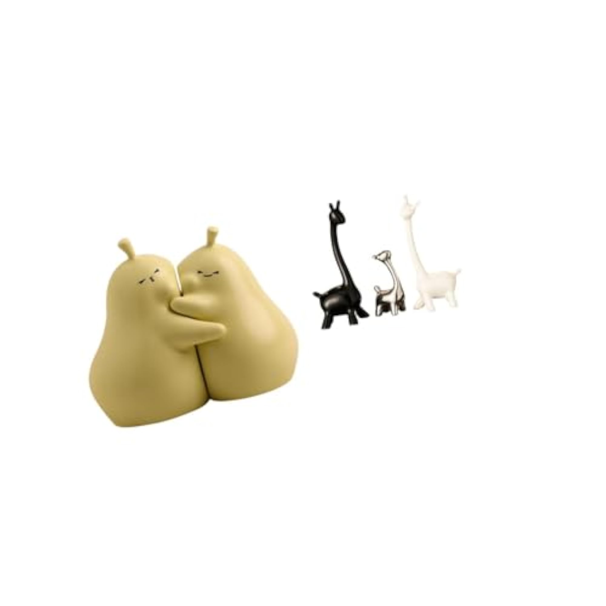 Hugging Pear Book Stand Ceramic Bookend, Giraffe Figurines Statue