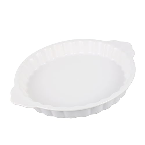Cabilock Bandeja De Horno De Cerámica Blanca Bandeja Para Hornear De Cocina Fuente Para Hornear De Cerámica Para Servir Alimentos La Mesa El Horno