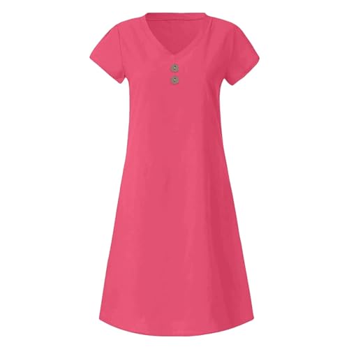 Robe décontractée style basique fluide boutons rose vêtement été