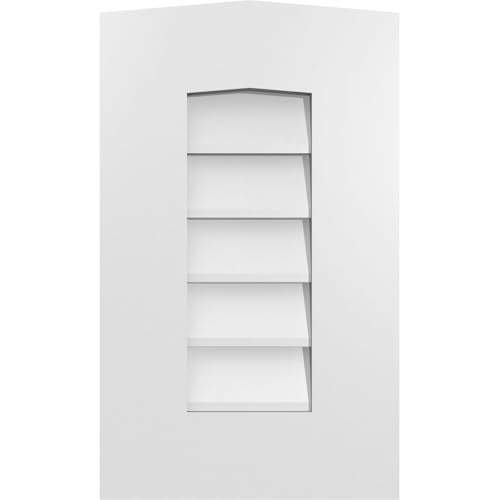 TrueCraft PVC Peaked Top Surface Mount Gable Vent, 12"W x 20"H Overall Frame Size, 11/12 Pitch: 1" x 3-1/2" Standard Trim Frame, Non-Functional