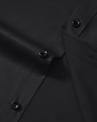 ROUWELL Black Dress Shirt for Men Long Sleeve Wrinkle Free Stretch Non Iron Business Formal Work Button Down Shirts L - Image 3