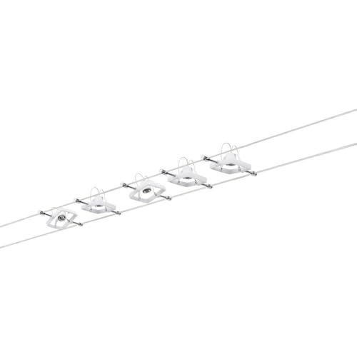 Paulmann Mac II Sistema de Cableado, 5 Focos, con Cable de Tensión Y Transformador, Máx. 10 W, Bombilla Tipo GU5,3, Sistema de Cableado, Bombillas No Incluidas, Color Níquel Satinado, 94134