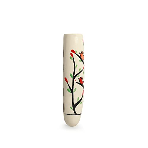 Image of ExclusiveLane Mughal Heaven' Ceramic Handpainted Magnetic Planters Pot for Fridge (Enamel White & Multicolour, 1.9 X 1.5 X 7.2 Inch, 1 Piece, (El-021-217))
