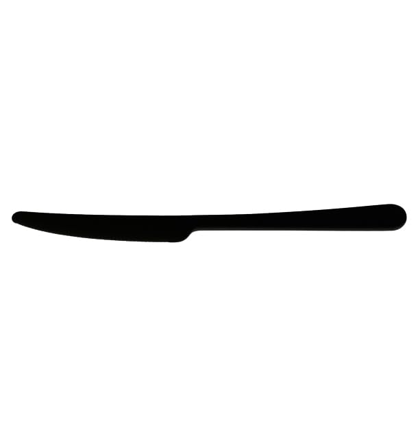 200 Cuchillos Reutilizable Durable PP Mineral "Plus", Cubiertos de Plástico, Color Negro, Cuchillos de Plástico, 19,8cm, Robusto y Reutilizable