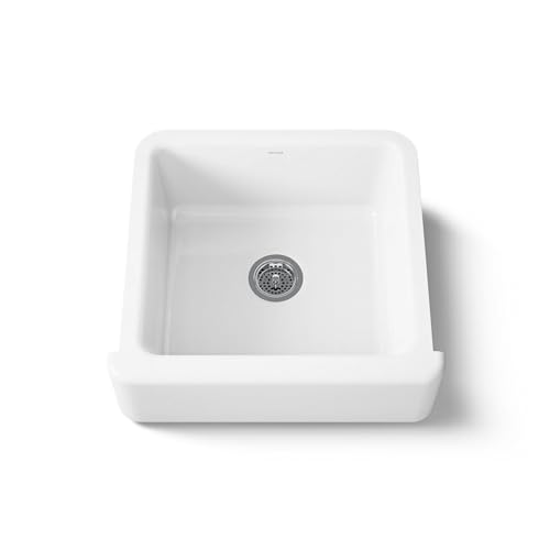 KOHLER Whitehaven 23-1/2" Undermount Single-Bowl Farmhouse Kitchen Sink, White, Enameled Cast Iron, Durable and Easy-to-Clean Design, K-5665-0 by Kohler - Used condition - US$388.32