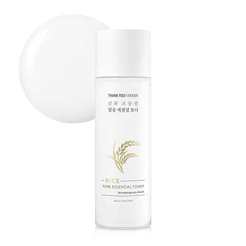 THANKYOU FARMER Rice Pure Essential Toner (200ml), Korean Skincare für trockene und sensible Haut, Vegane Formel Gesichtswasser mit Koreanische Reisextrakte, Ohne Alkohol Cover