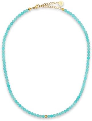 GD GOOD.designs Perlenkette Damen aus echten facettierten Natursteinen 4mm | Verstellbare Edelstein Kette mit 18K Vergoldung (40–45 cm) | Wasserfeste Boho Halskette