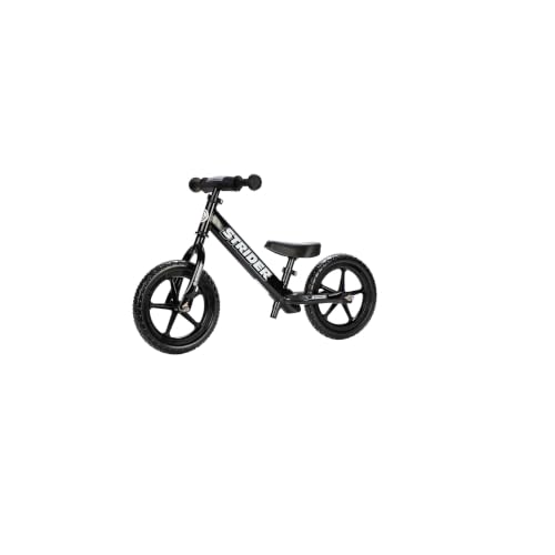 Image of Strider 12 Sport Bike, Black - No Pedal Balance Bicycle for Kids 1 to 4 Years - Includes Safety Pad, Padded Seat, Mini Grips, Flat-Free Tires-Easy Assembly, Tool-Free Adjustments