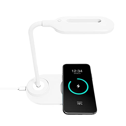Led Lamp With Wireless Charger| 3 Color Modes 360° Rotating Led Desk Light| Office Study Home 10W Wireless Fast Charging Portable Desk Lamp For Iphone Samsung Huawei Xiaomi Cordless Qi-Enabled Phones #TOP18