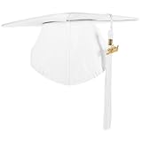 FRCOLOR Sombrero de Graduación para Adultos Unisex 2024 Borla Blanca de Poliéster, Birrete Universitario Ajustable para Ceremonia y Fiesta de Graduación