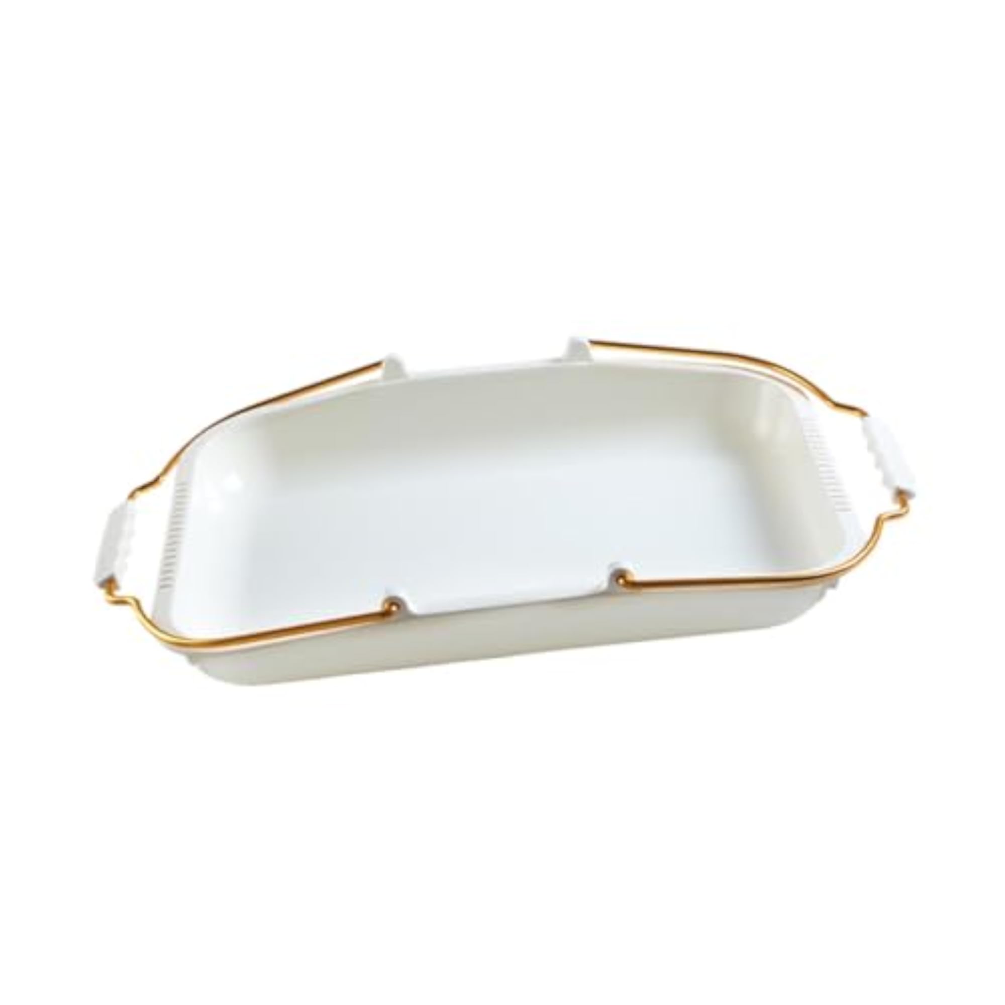 Rectangular Bread Tray with Gold Handle, Bakery Basket