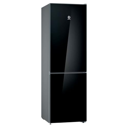 Balay 3KFD565NI - Frío, Frigorífico combinado NoFrost, D, Libre instalación, 186x60x66 cm, 326 l, Puertas Cristal negro, ExtraCold/ExtraFresh, Tirador vertical integrado