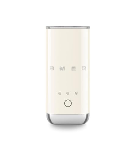 Smeg, Montalatte Elettrico MFF02CREU, 3 Funzioni Bevanda, Frusta Removibile, Rivestimento Ceramico Antiaderente, 500 W, Crema