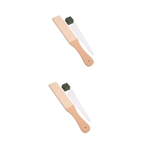 Veemoon 2 Sets Leather Sharpening Strop with Handle Double Sided Polishing Board for Razors Cutting Tools Woodworking for Wood Tool Sharpening