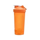 Asyduey Vaso Coctelera Deportivo PortáTil Conveniente Vaso Agitador 600 Ml Botella Coctelera de PláStico Adultos Naranja