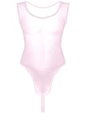 Agoky Herren Ärmellos Mesh Body Transparent Unterhemd Bodyshape Mit Spitzenbesatz Sport Muskelshirt Sexy Elephant Bulge Boxershorts Sissy Dessous Mann Reizwäsche Rosa A Einheitsgröße