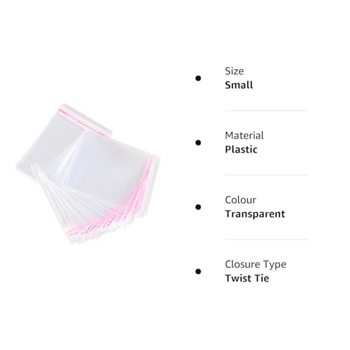 Image of Self Adhesive Transparent Plastic /Polythene BOPP Seal King Pouch Bags Covers (3 X 3.5 Inches) (L : 3.5, W : 3 Inches) | Reusable /Resealable Multipurpose Pouches for Jewelry, Packing, Storage (1000)