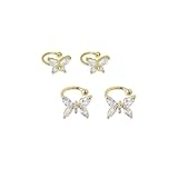 Butterfly Ear Cuff for Women Non Piercing Cubic Zirconia Crystal Butterfly Crawler Cuff Earrings Rhinestone Cartilage Clip On Wrap Earrings Dainty Jewelry Gifts