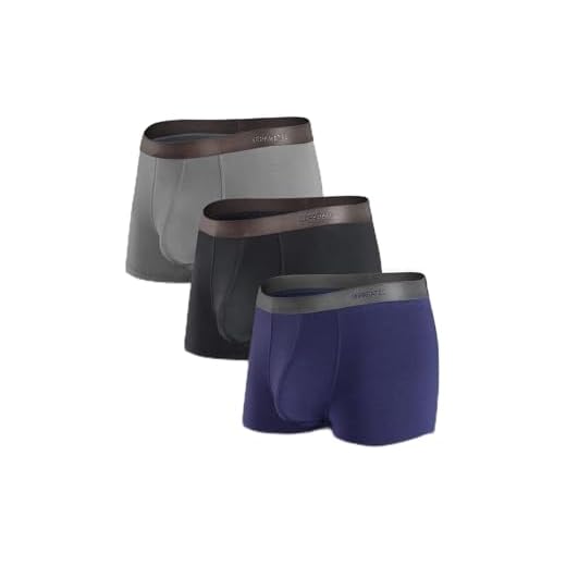 Separatec Boxershorts för män, underbyxor för män, herrshorts, underkläder med separata fickor, bambuboxershorts som andas, mjuka, bekväma med gylf, 3-pack, anpassade kalsonger, Svart + mörkgrå + marinblå – 6 cm, XL