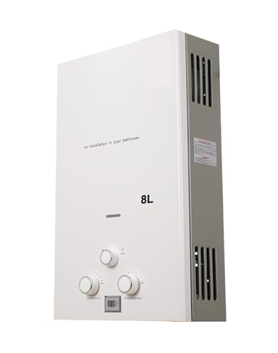 Calentador de agua eléctrico, Calentador De Agua De Gas Propano Sin Tanque De 8L, Calentador De Agua Caliente Instantáneo LPG De 16kW, Caldera Con Pantalla LED For Acampar Al Aire Libre Con Kit De Cab