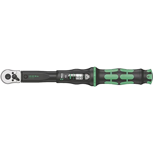Wera 05075620001 Click-Torque C 1 DrehmomentschlĂĽssel mit Umschaltknarre Schwarz, GrĂĽn, 1/2", 10-50 Nm