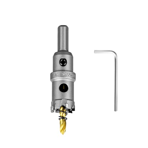 Image of SALI 7 /8 inch (22mm) TCT Hole Saw Kit Tungsten Carbide Tipped Hole Saw Drill Bit with Titanium-Plated Pilot Drill bit for Metal, Stainless Steel, Iron, Wood, Plastic