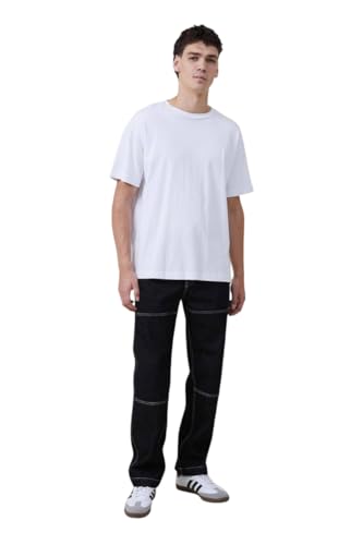 Image of KOTTY Men's Striped Aswad Black Button Regular Fit Jeans