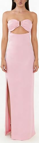 Image of Yiulangde Women Sexy Cut Out Maxi Dress Spaghetti Strap Backless Bodycon Dress Y2k Formal Hollow Out Sleeveless Long Dresses