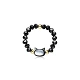NINMQCFVG Preciosos anillos cóctel elásticos de concha, negro y blanco, de color natural, para accesorios femeninos