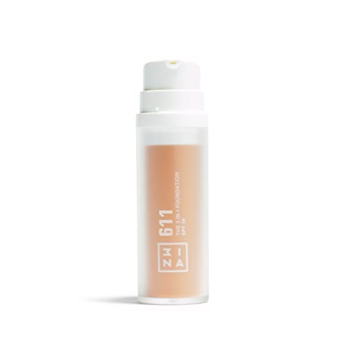 3INA MAKEUP - The 3 in 1 Foundation 611 - Fond de Teint Lumière avec Sous-Teinte Rose - Primer Anti-Cernes et Fond de Teint avec SPF 15 et Vitamine C - Vegan - Cruelty Free