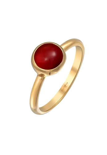 Bague solitaire en cornaline Elli PREMIUM argent 925 plaqué or