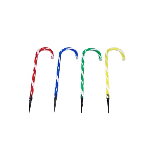 Set of Four Premier 62cm LED Acrylic Candy Canes with 40 Lights & Ground Spikes