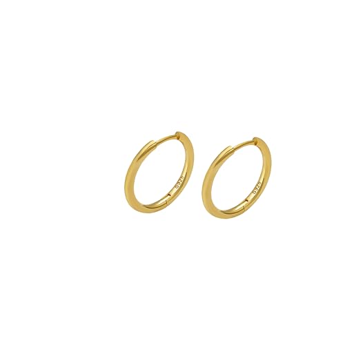 Classic Small Hoop Earrings 17.7mm- 925 Sterling Silver 18k Gold Plated Hypoallergenic Lightweight Earrings for Sensitive Ears, Latch Back, Everyday Piercing Hoop Earrings for Women - Main Image