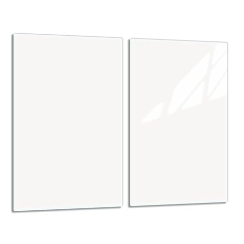 DarHaus Placa protectora de vitrocerámica 30x52 cm 2 pieza cocina eléctrica universal para inducción protección contra salpicaduras tabla de cortar de vidrio templado como decoración blanco