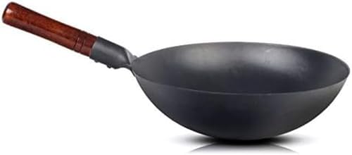 Wok de hierro fundido con mango de madera 36 cm miniatura 4