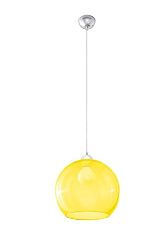 Licht-Erlebnisse Pendelleuchte (Zeitlos, Gelb, Chrom, Kugelform, Schirmleuchte) Küchenleuchte Innenleuchte Glas-Pendelleuchte Glaslampe Esszimmerleuchte Ball-Leuchte