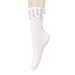 Violet Mist Women's Novelty Crew White Pearl Socks Teen Girls Cute Jeweled Ankle Socks with Pearls Fancy Casual Cotton Kawaii Pearl Decorated Dress Sock Fashion Pretty Unique Calf Sock