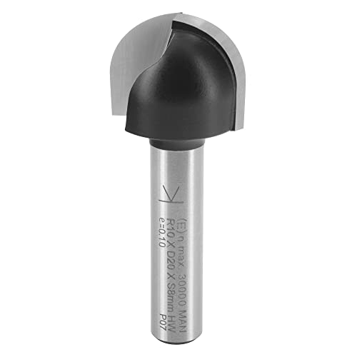 ENT 12296 Fresa para molduras cóncavas, en carburo, vástago (S) de 8 mm, radio (R) de 10 mm, diámetro (D) de 20 mm, NL 16 mm, SL 32 mm, trabajos en madera, fresadora