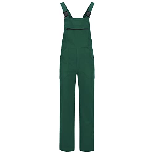 BWOLF Anax - Peto de trabajo 100% algodón con 5 bolsillos traseros y cremallera, verde y blanco, M