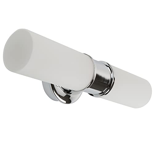 Ranex 3000.053 Double Applique Salle de Bain verre opale et acier chromé