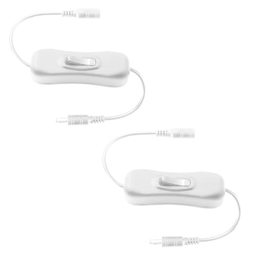 Powice 2pcs DC Verlängerungskabel mit Schalter 3,5 x 1,35, Universal DC 12 Volt Netzteil Verlängerungskabel für Überwachungskameras, LED Streifen, CCTV-IP Überwachung, Weiß