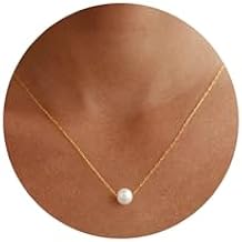 Gold Pearl Necklaces for Women Trendy, Fashionable 18K Gold Plated Dainty Necklace Simple Layered Pearl Necklaces for Women Trendy Wedding Birthday Jewelry