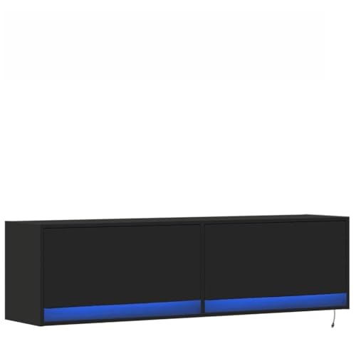 Generico Mueble TV de pared con luces LED negro 140 x 31 x 38 cm, kangqiling852370