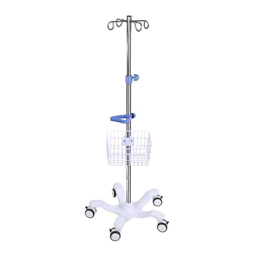 Carrito portasueros ajustable con 5 ruedas y base de acero inoxidable para clinicas