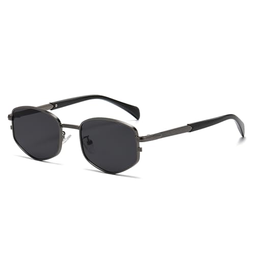 Image of LJCZKA Trendy Square Metal frame Sunglasses for Women Men Retro Polygon Sun Glasses Luxury Classic Shades