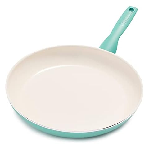 GreenPan Rio Healthy Ceramic Nonstick 10" Frying Pan Skillet, PFAS-Free, Dishwasher Safe, Turquoise Cover