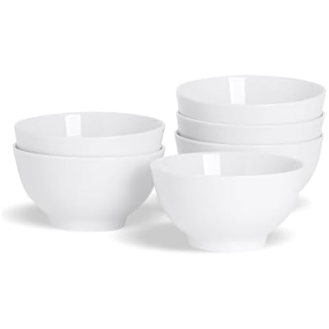 Argon Tableware 6x White Porcelain Rice Bowls Cover